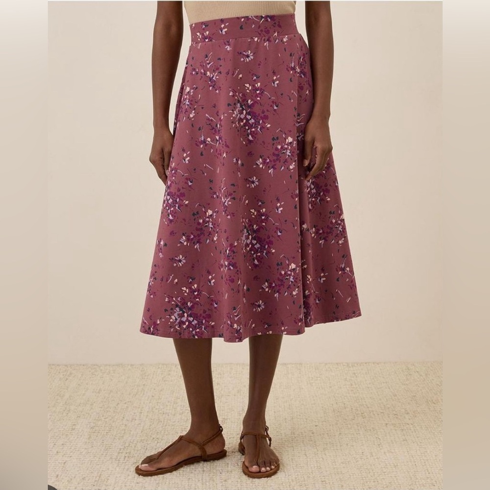 Pact Dotted Sprays Mauve Fit & Flare Midi Skirt S